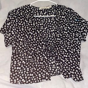 Daisy Print Tie Up Top